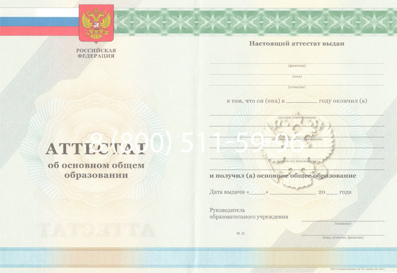 Купить Аттестат за 9 класс 2011-2013 годов в Домодедово