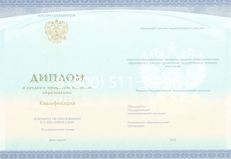 Купить Диплом о среднем образовании (Спецбланк) 2014-2024 года в Домодедово